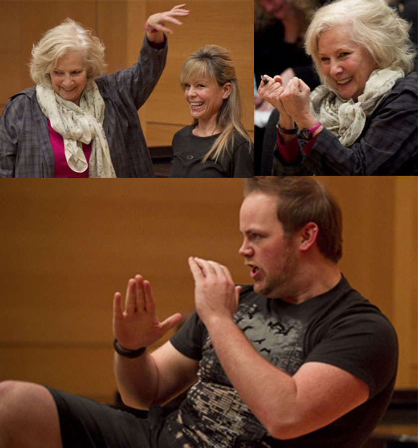 Betty Buckley coaching a student in a song interpretation workshop